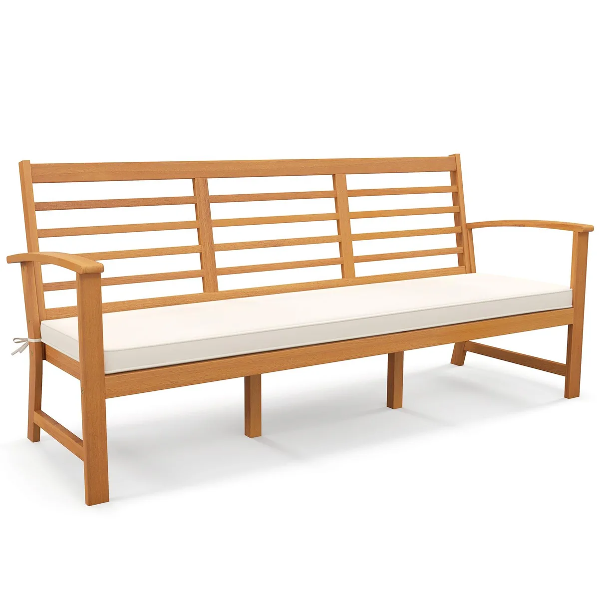 SlickBlue SlickBlue Patio Wood Bench 64" Natural Off-White Cushion 1200 lbs — product photo
