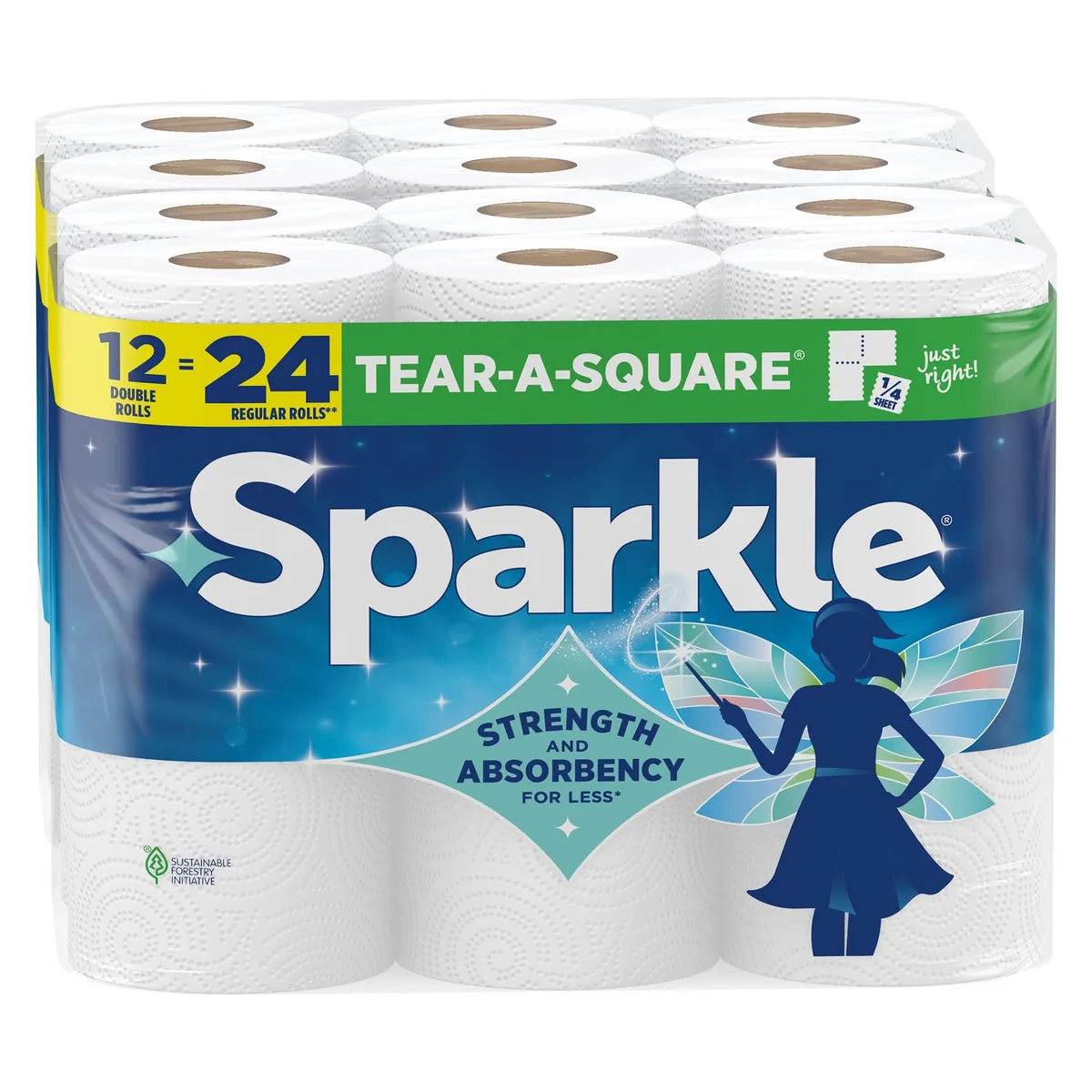  Sparkle 22381/54 Tear-A-Square Paper Towels 12 Double Rolls 2-Ply 1320 Sheets — product photo