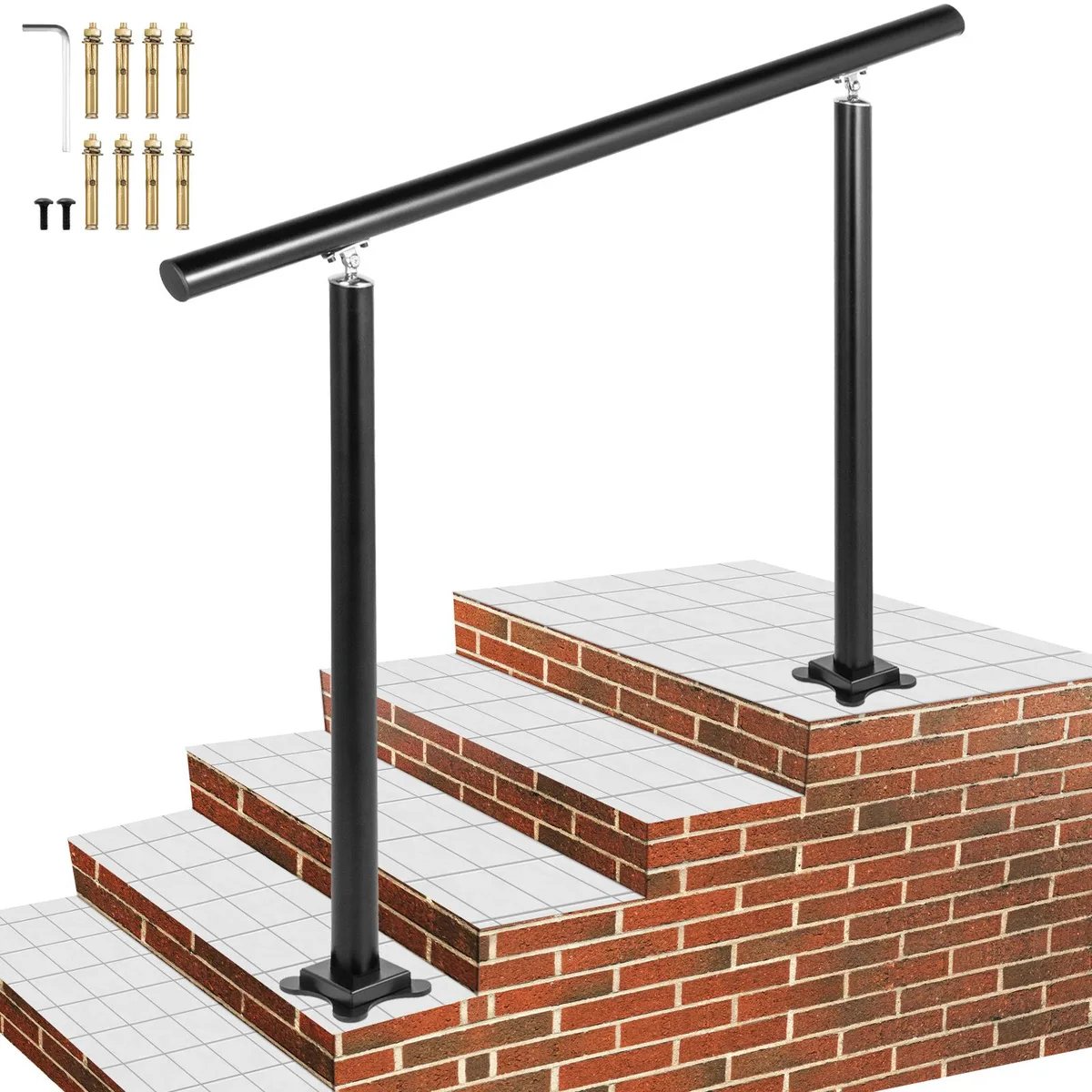 VEVOR VEVOR LZHS-4FT 47.6" Adjustable Stair Railing Kit 1-4 Steps Black Aluminum — product photo