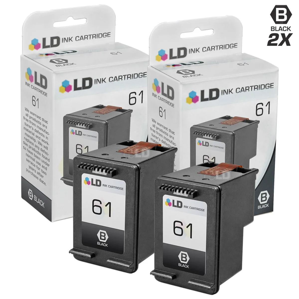 LD Products LD Products HP 61 (CH561WN) Black Ink Cartridge 2 Pack — product photo