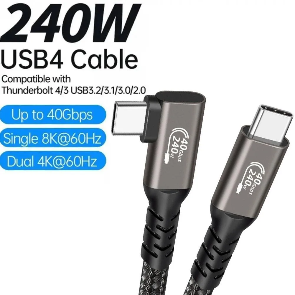 ESTONE ESTONE PQ005 USB4 Gen 3x2 40Gbps 240W Right Angle USB C Cable 1.6ft — product photo