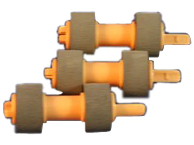 Black rubber feed roller assembly with metal shaft