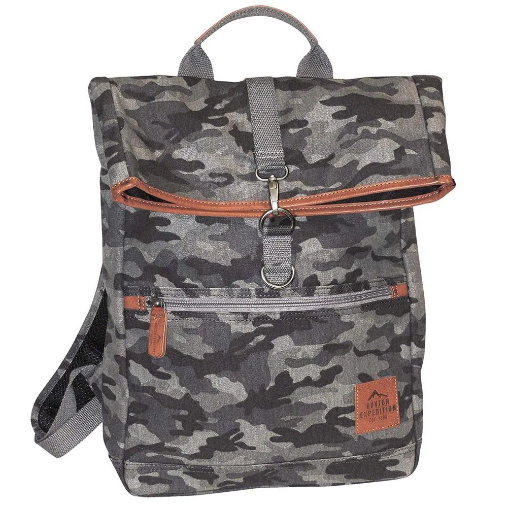 Buxton Buxton Expedition II Huntington Gear Canvas Backpack Gray Camo — product photo