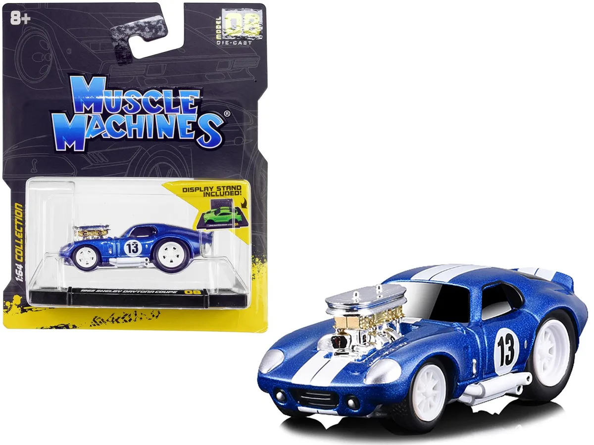Muscle Machines Muscle Machines 1965 Shelby Daytona Coupe #13 Blue Metallic White Stripes 1/64 Diecast Hobby Collectible — product photo