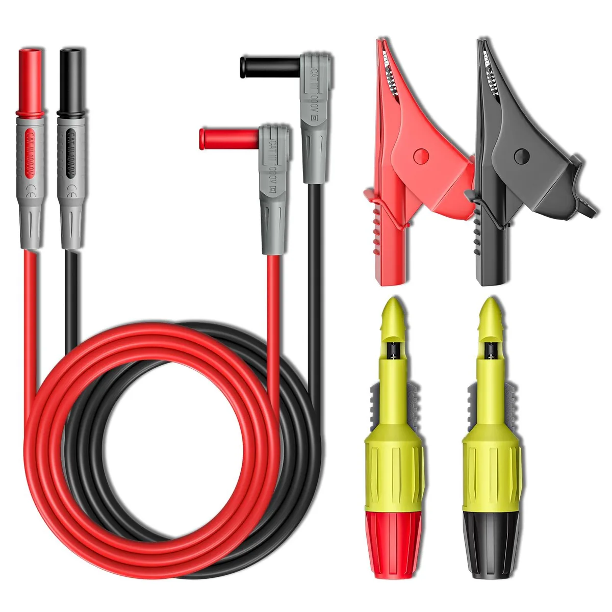 KEHIPI KEHIPI P1300H 6PCS test leads kit with alligator clips and 4mm piercing probes electrician tool — product photo