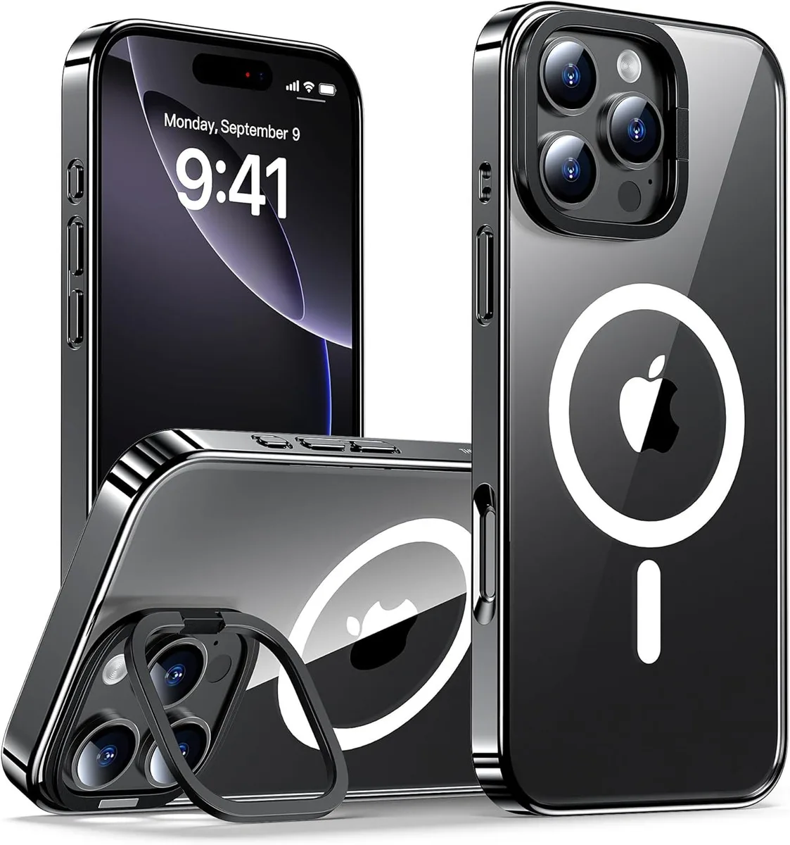 PISKEKAT PISKEKAT iPhone 16 Pro Max Case with Camera Stand Clear Black 6.9 Inch — product photo