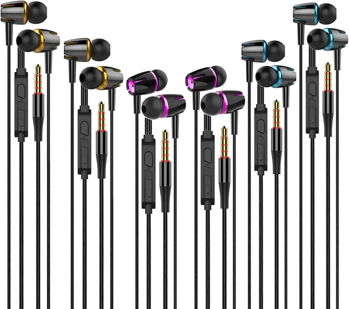 MAONO MAONO Wired Earbuds with Microphone Pack of 6 Black 3.5mm — product photo