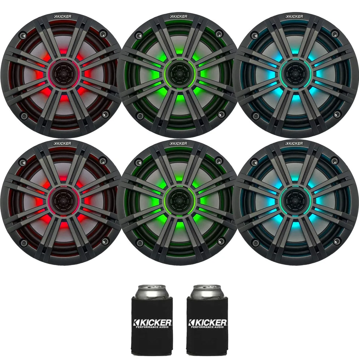 KICKER KICKER 6.5" Charcoal LED Marine Speakers 3 Pairs — product photo