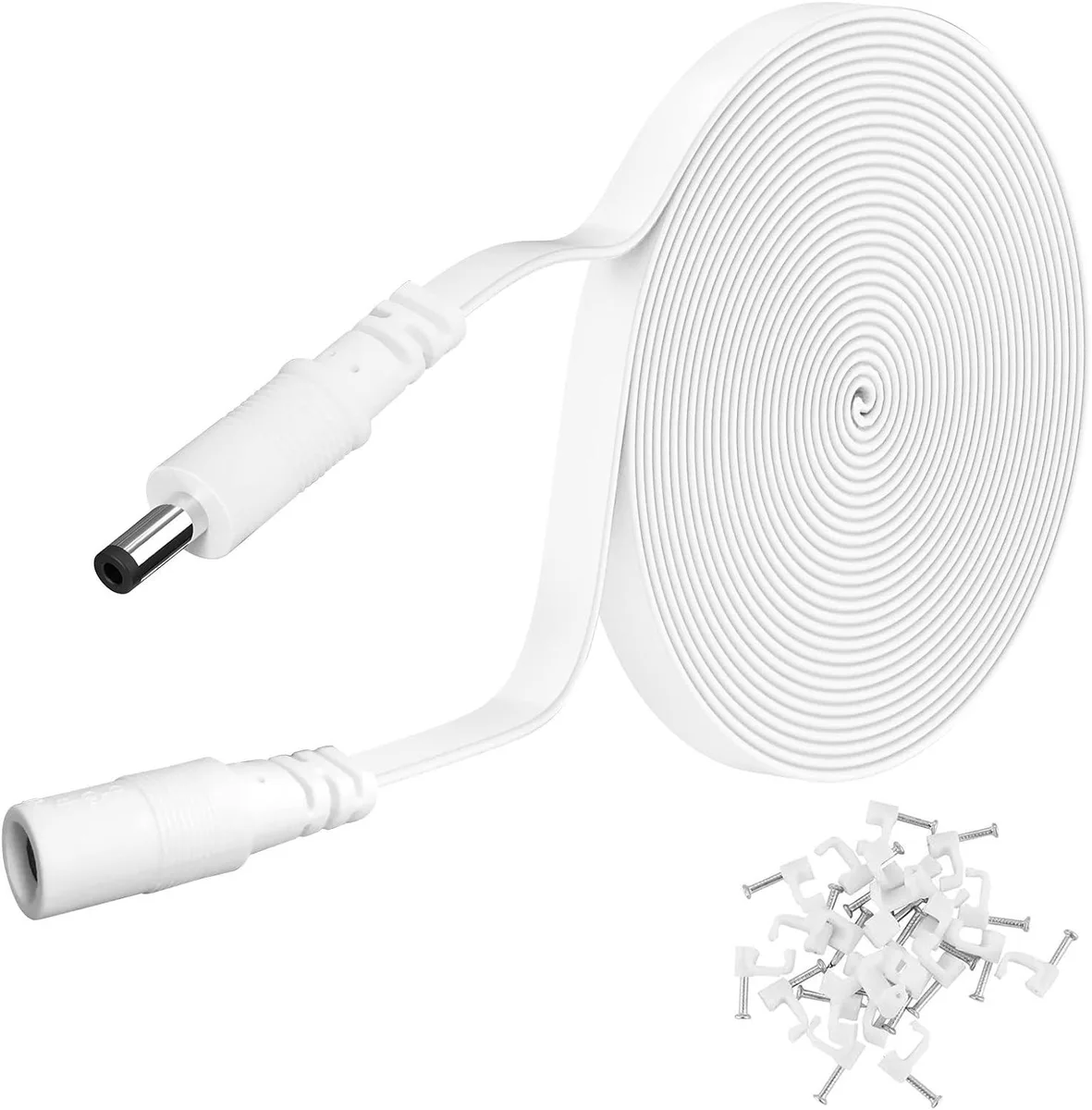 BFKK BFKK DC Power Extension Cord 10ft 2.1mm×5.5mm Flat White — product photo