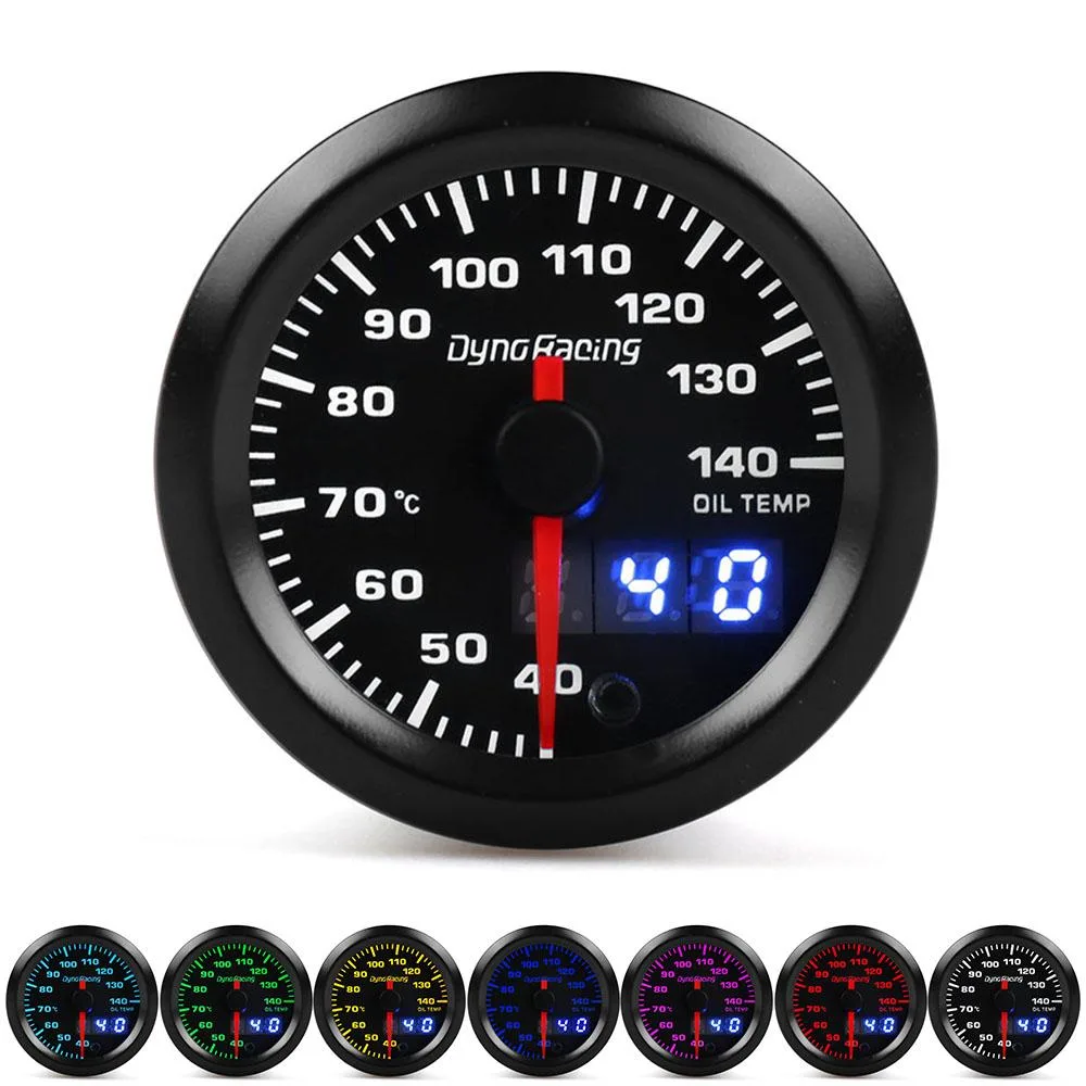 Dyno Racing Dyno Racing 52mm Dual Display Oil Temp Gauge 40-140°C Stepper Motor — product photo