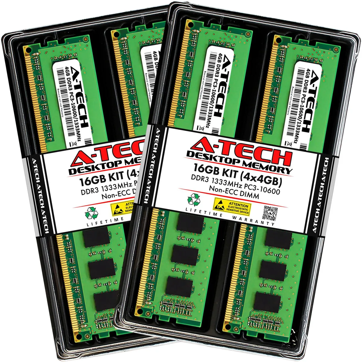 A-Tech A-Tech 16GB (4x4GB) DDR3 1333MHz PC3-10600 240-Pin Desktop RAM — product photo