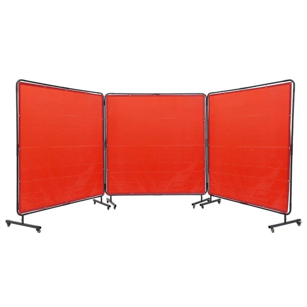 VEVOR VEVOR Welding Screen 6'×6' 3-Panel Red 12 Wheels 24 Segments — product photo