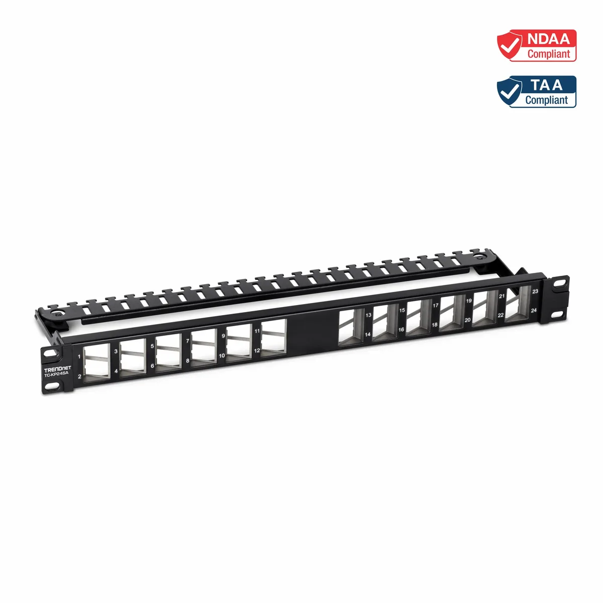 TRENDnet TRENDnet TC-KP24SA 24-Port Angled Keystone Shielded 1U Patch Panel — product photo