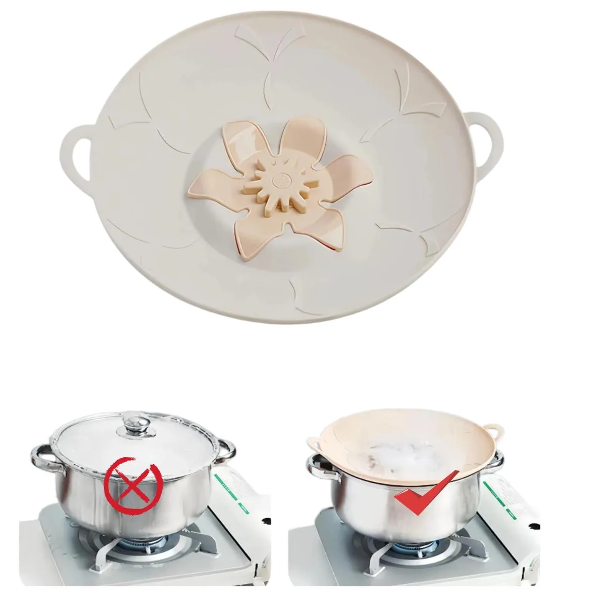 Flexible translucent silicone lid with centre steam vent and hanging hole, fits 6 to 10 inch pots
