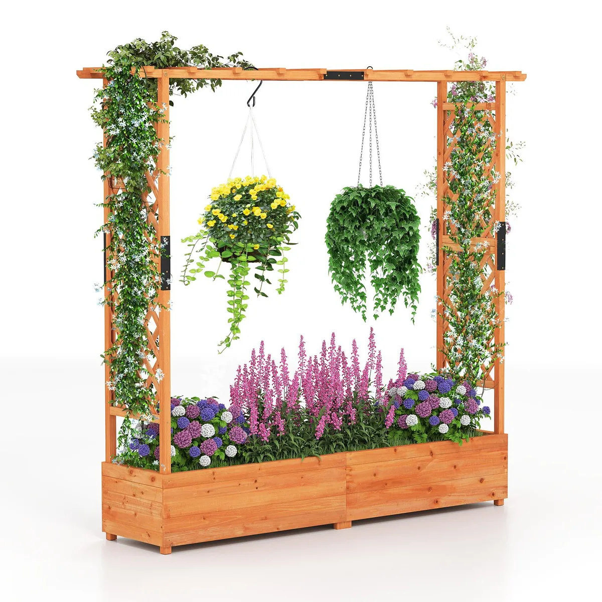 SlickBlue SlickBlue Raised Garden Bed with Arch Trellis Hanging Roof Orange 77x17x72 in — product photo