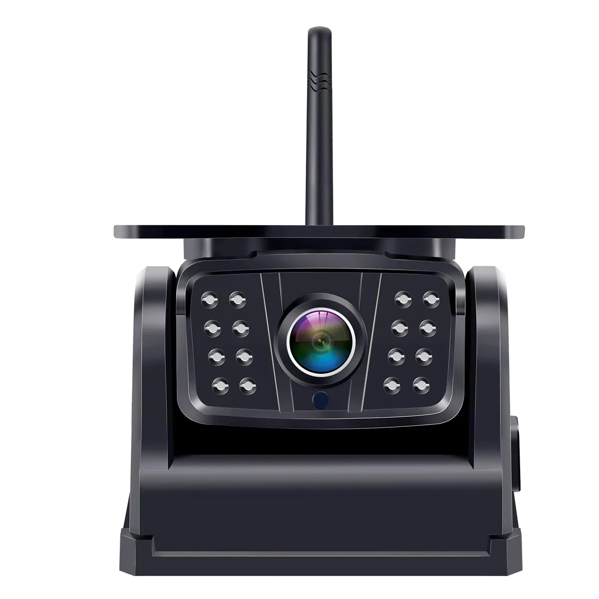 Small rectangular backup camera, dark matte finish, magnetic base, IP69 rated