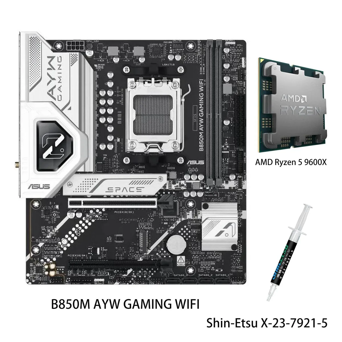 ASUS ASUS B850M AYW GAMING WIFI Motherboard &amp; AMD Ryzen 5 9600X CPU Combo — product photo