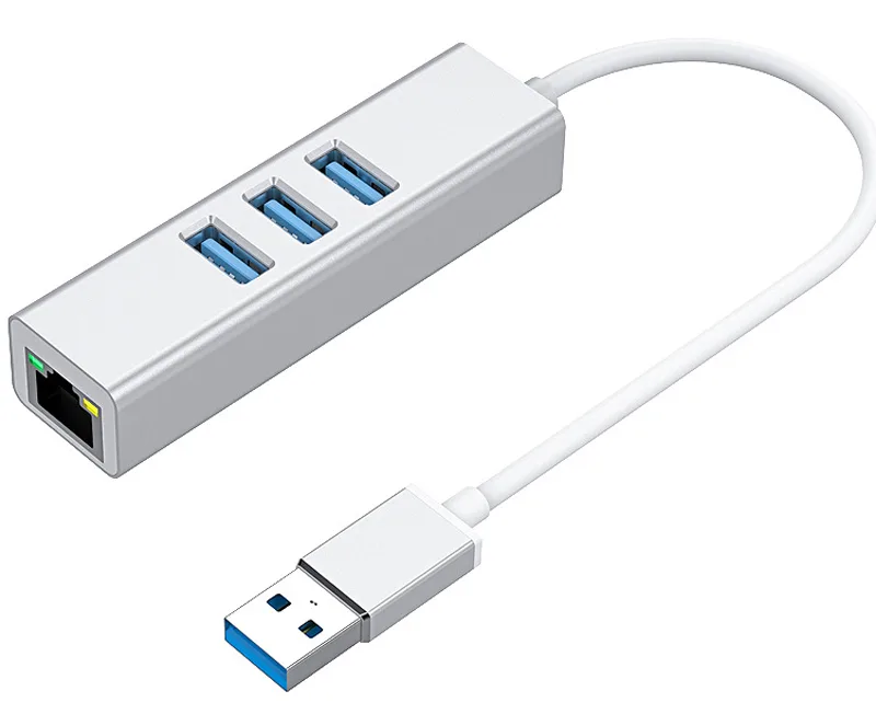 Grwibeou Grwibeou USB 3.0 to Gigabit RJ45 Adapter with 3-Port Hub — product photo