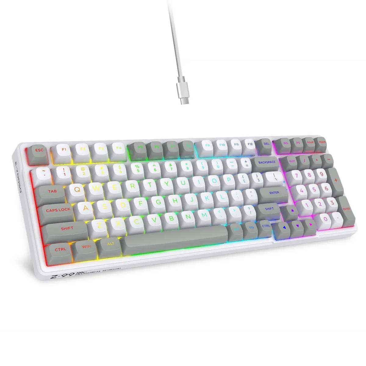  HUO JI 99-Key Wired Mechanical Gaming Keyboard, Gray — product photo