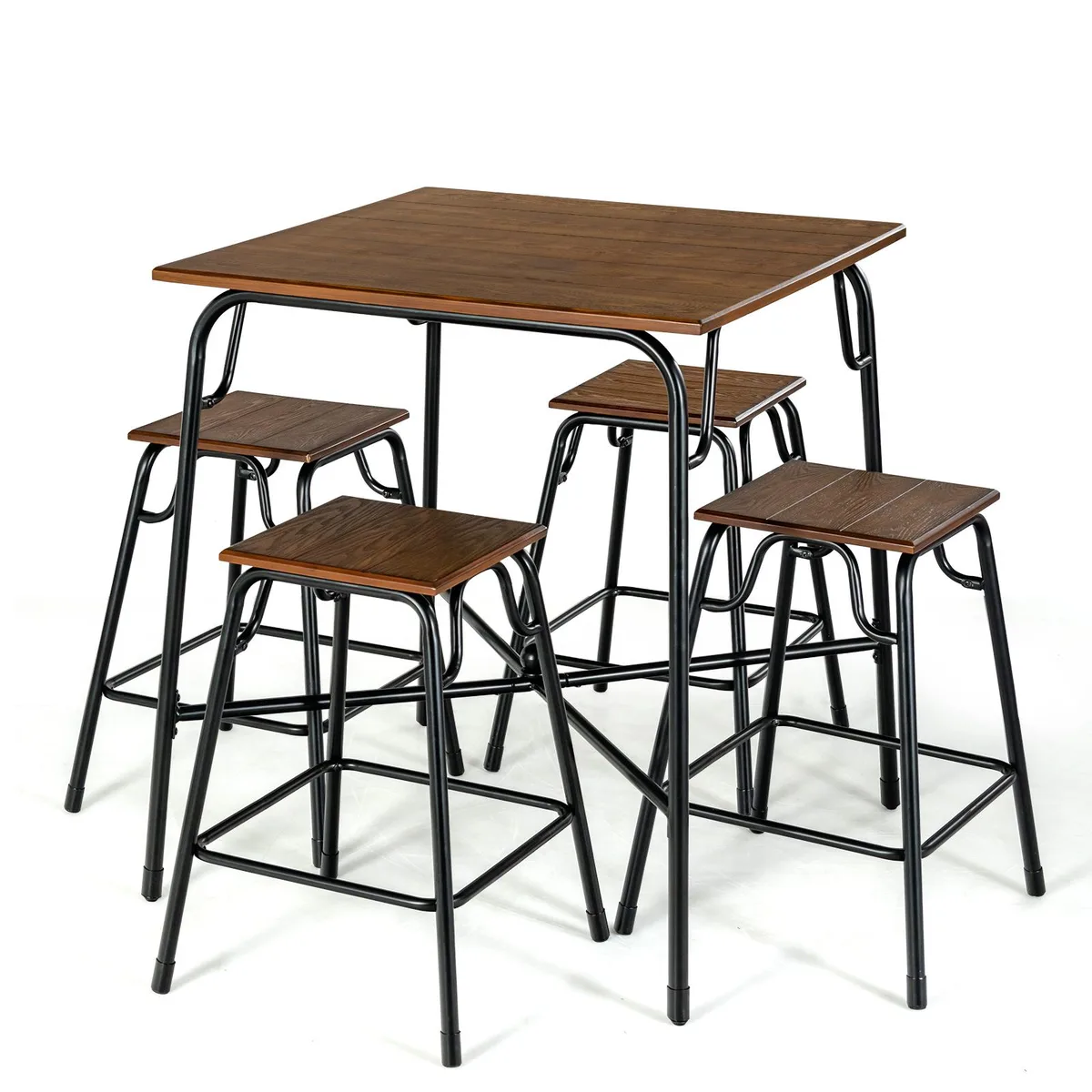 SlickBlue SlickBlue 5‑Piece Bar Table Set with 4 Stools Rustic Brown — product photo