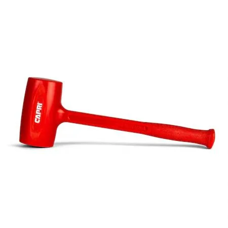 Orange polyurethane dead blow hammer with textured grip and steel core