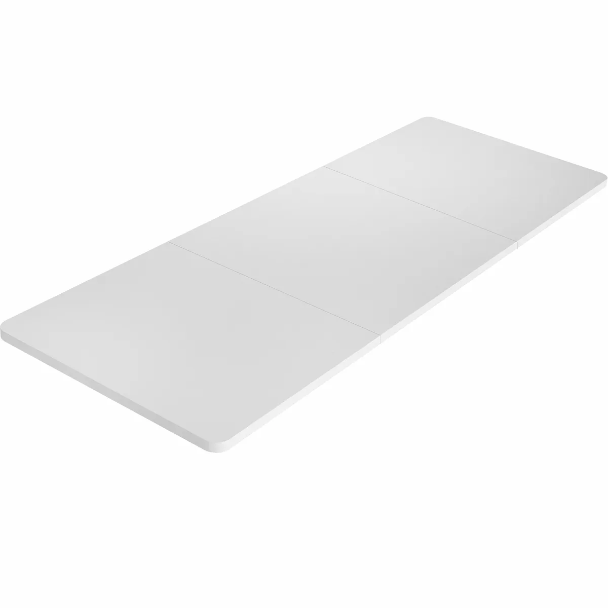 White rectangular desk top 82.7 by 29.5 inches particle board surface pre-drilled holes