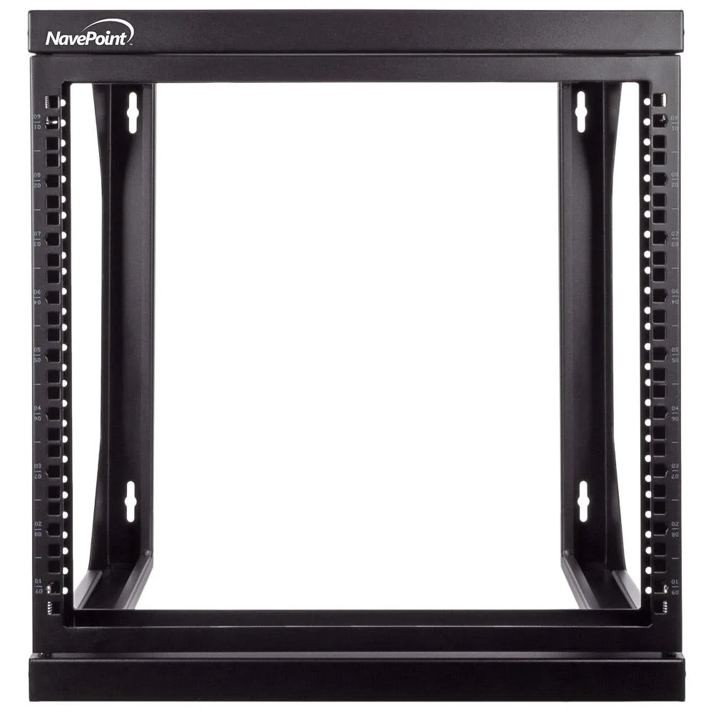 NavePoint NavePoint 9U Wall Mount Open Frame 19" Rack Swing Gate Black — product photo