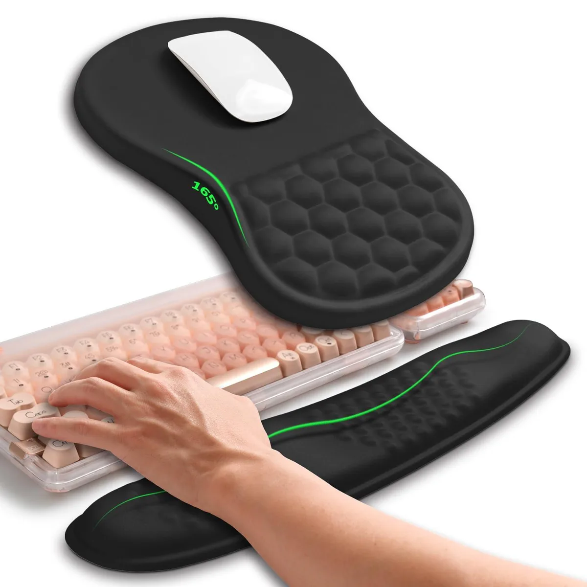 Hokafenle KW2MP8-006 2in1 Keyboard Wrist Rest &amp; Mouse Pad, Black — product photo