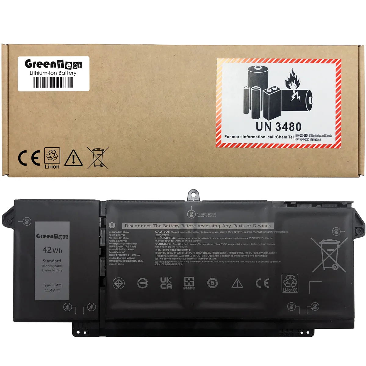 NShi NShi 9JM71 laptop battery 11.4V 42Whr for Dell Latitude 5320 7320 7420 7520 — product photo