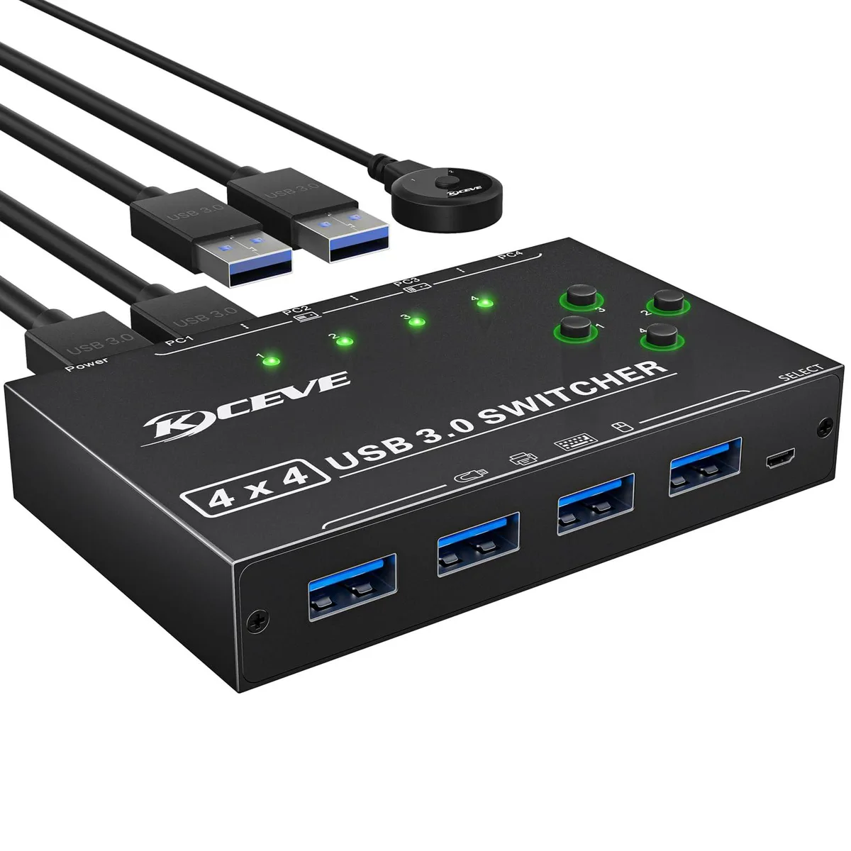 Vszerda Vszerda KCEVE-KM434 4×4 USB 3.0 KVM switch with wired remote — product photo