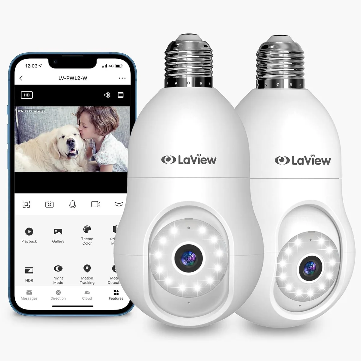 TAURKENAM TAURKENAM 4MP 360° E27 wireless surveillance 2-pack — product photo