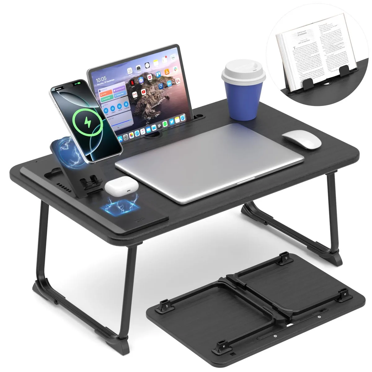 DNBeffulgent DNBeffulgent KOO-823 foldable laptop table with wireless charger — product photo