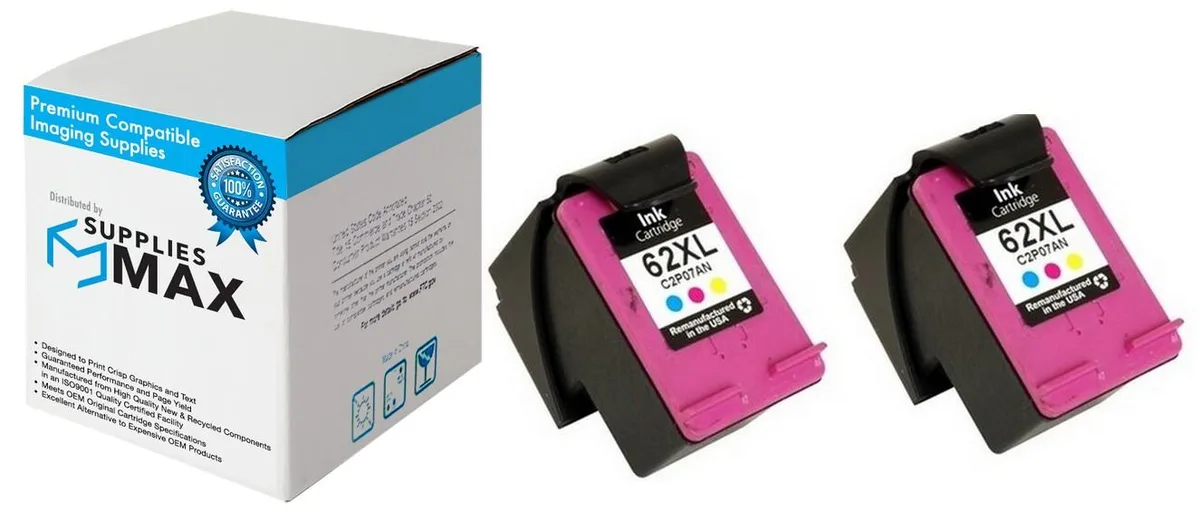 SuppliesMax SuppliesMax HP 62XL Tri-Color Inkjet Cartridge 2-Pack 415 Pages — product photo