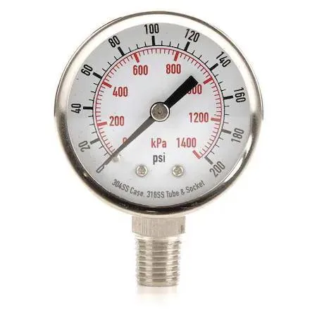 Value Brand Value Brand Commercial Pressure Gauge 0-200 psi 2 in Dial 1/4 in NPT — product photo