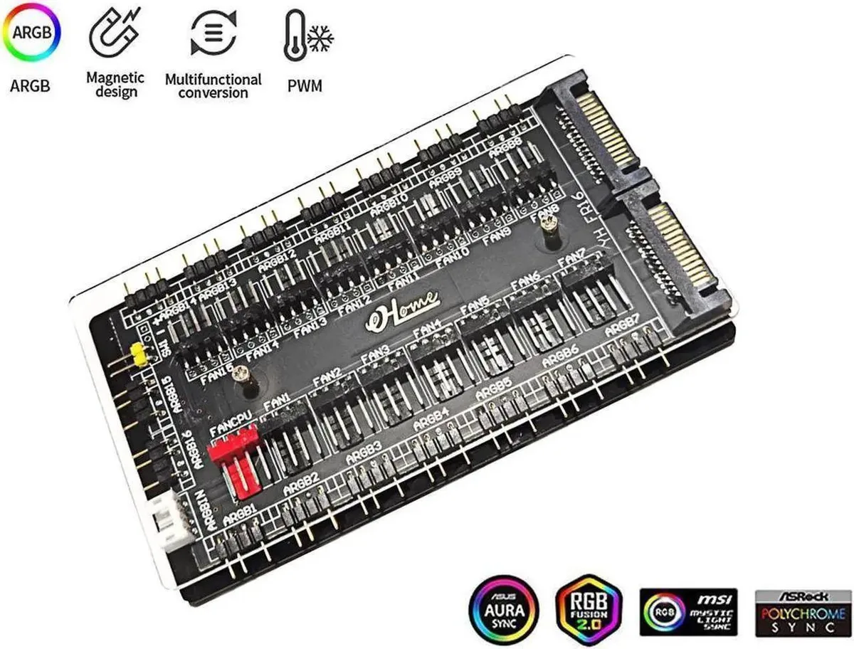 Vszerda Vszerda 16 Way ARGB PWM Hub SATA 15 Pin Black — product photo