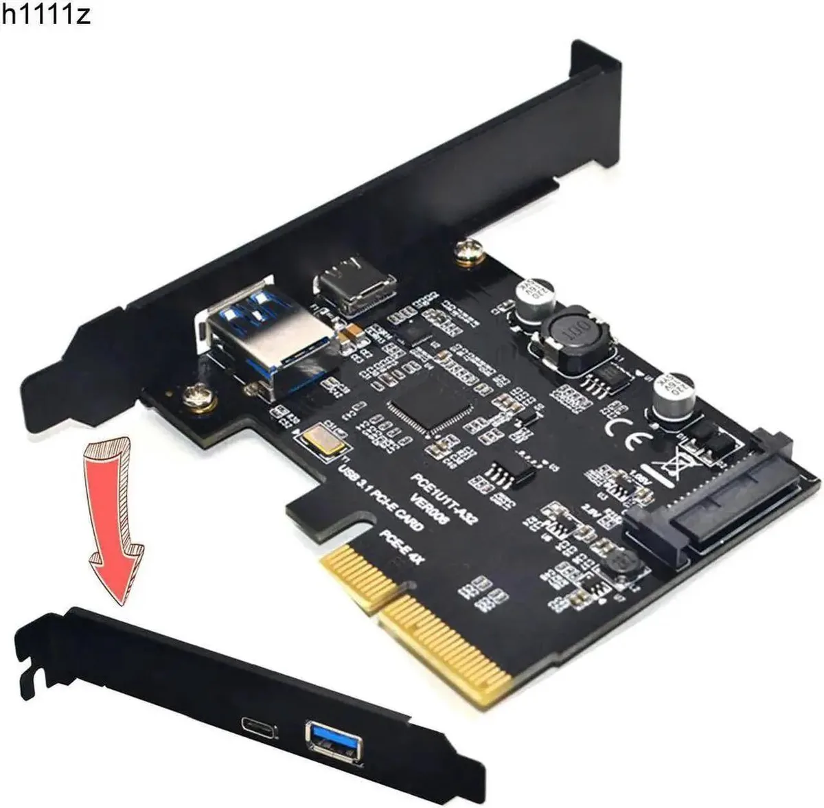 SMUGDESK SMUGDESK PCIe USB 3.1 Gen1 to USB-C + USB 3.0 Type-A Adapter — product photo