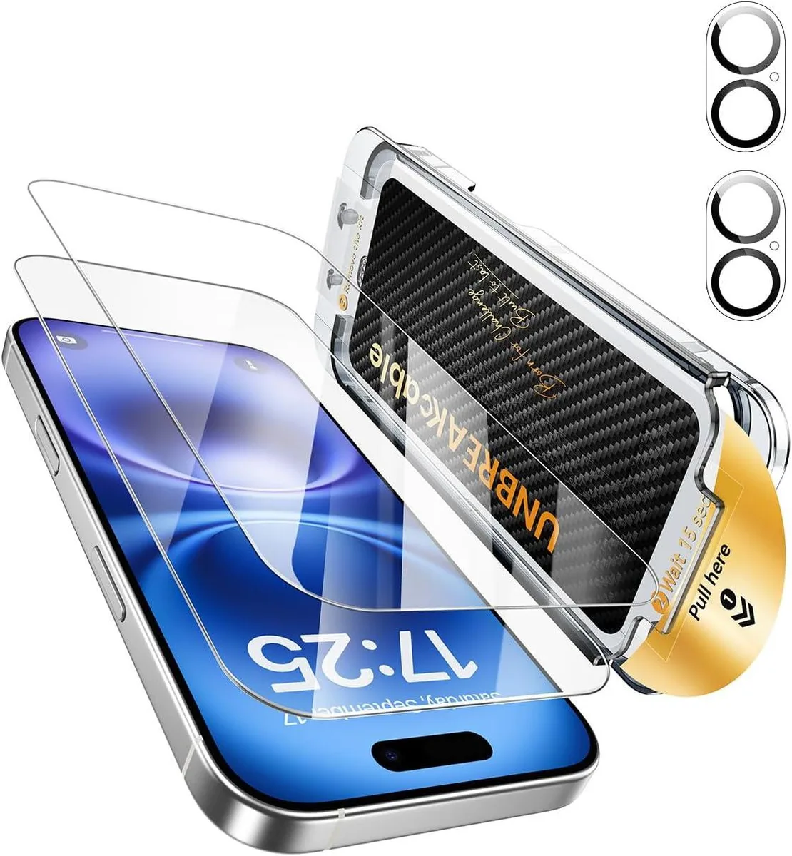Two screen protectors and two camera lens protectors for iPhone 16 6.1 inch