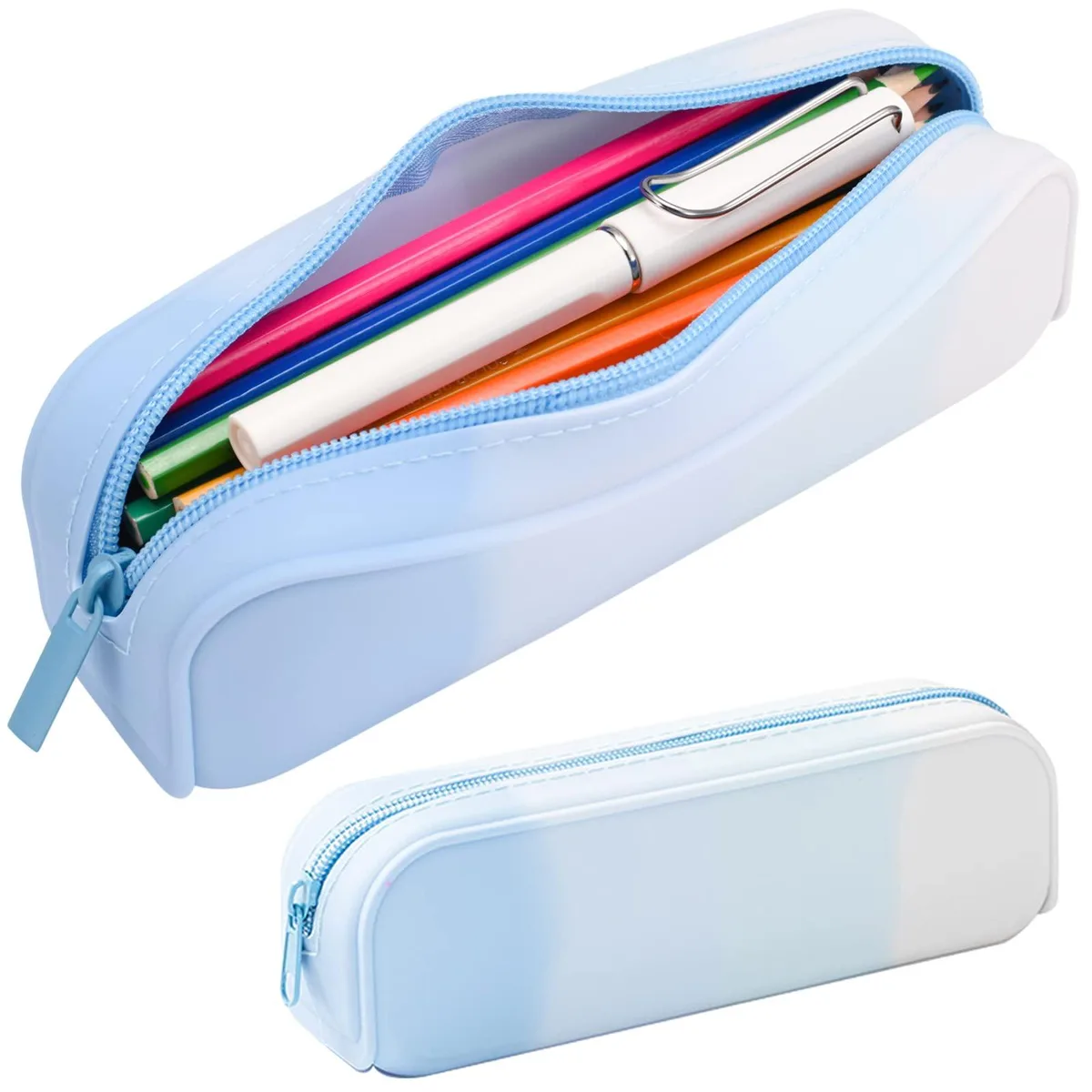 minimaliving Silicone Pencil Pouch Blue 8.1×2×2.6 in 2.68 oz — product photo