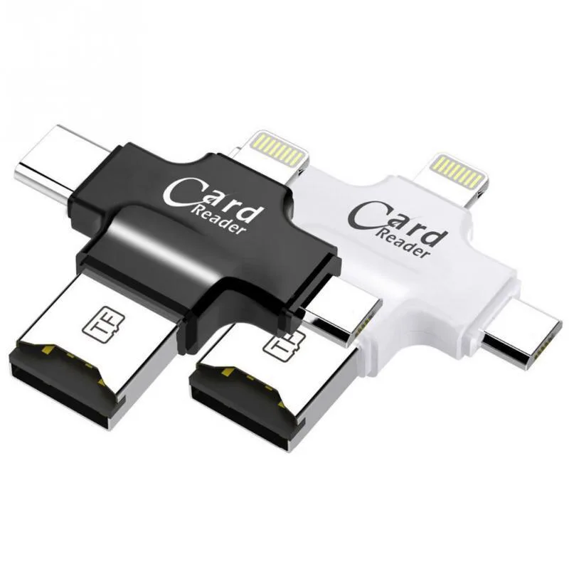 Hetai Tech Hetai Tech 4-in-1 Card Reader USB-C Micro-USB Lightning 15g — product photo
