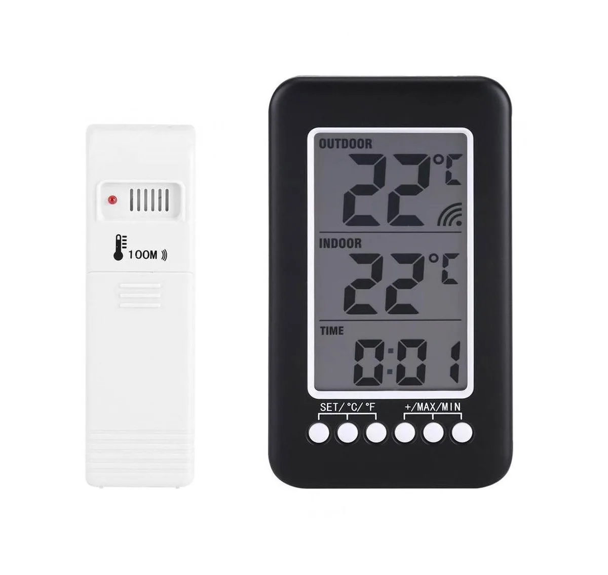 AUTENS AUTENS Indoor/Outdoor Thermometer Black Wireless Transmitter Clock measurement tool — product photo
