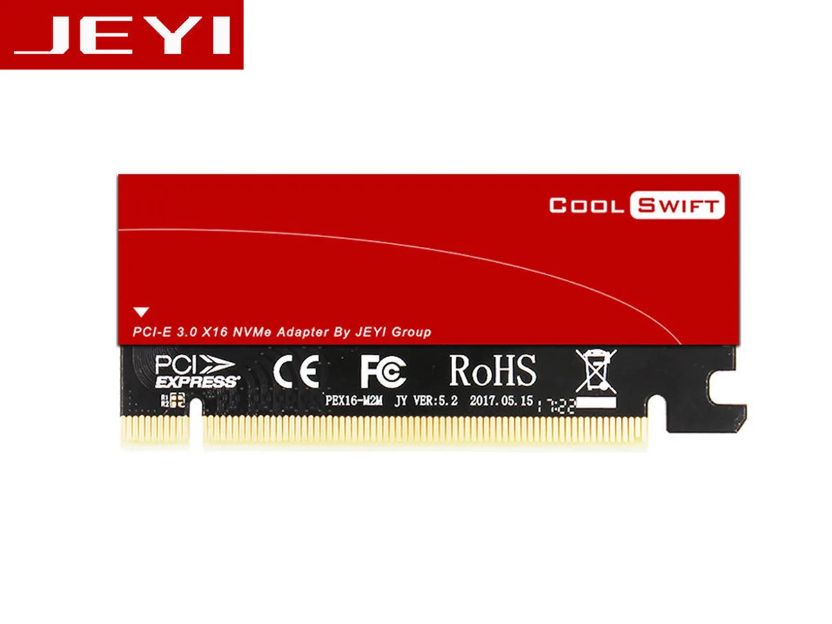 Wadermoon Wadermoon M.2 NVMe to PCIe 3.0 x16 Adapter Red 2230-2280 25°C Drop — product photo