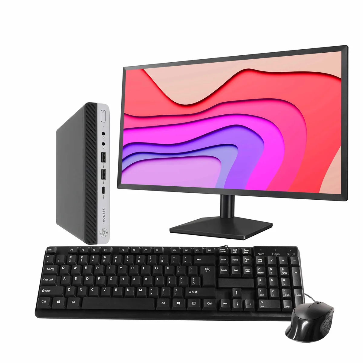 HP HP ProDesk 600 G5 Mini PC i5-9500T 16GB DDR3 500GB SSD 24" Monitor Win 11 Pro — product photo