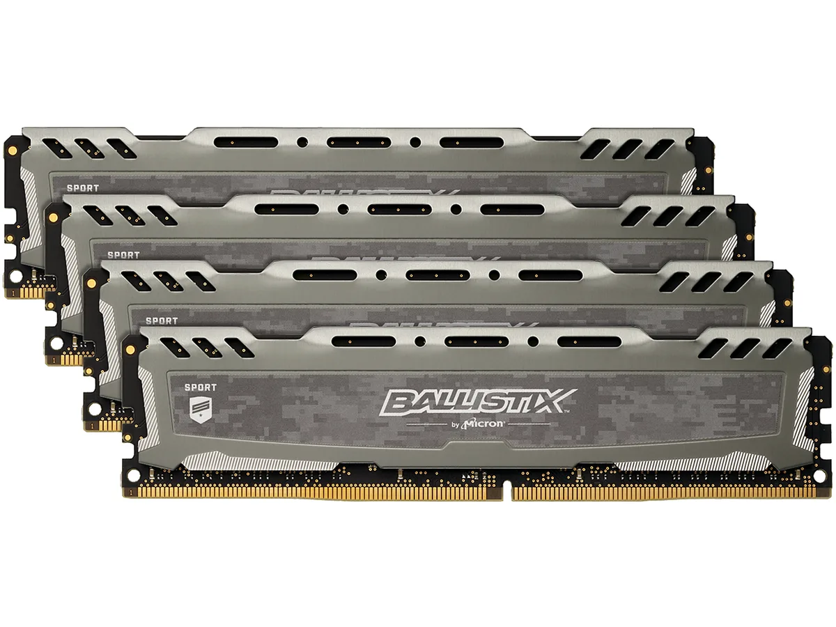 Ballistix Ballistix Sport LT 32GB (4×8GB) DDR4 2400 CL16 desktop RAM BLS4K8G4D240FSB — product photo