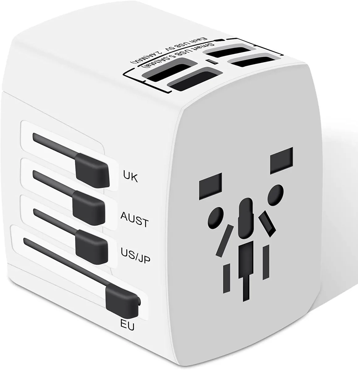 Hitoor Hitoor Universal Travel Power Adapter 2000W 4 USB 3.0 Ports White — product photo