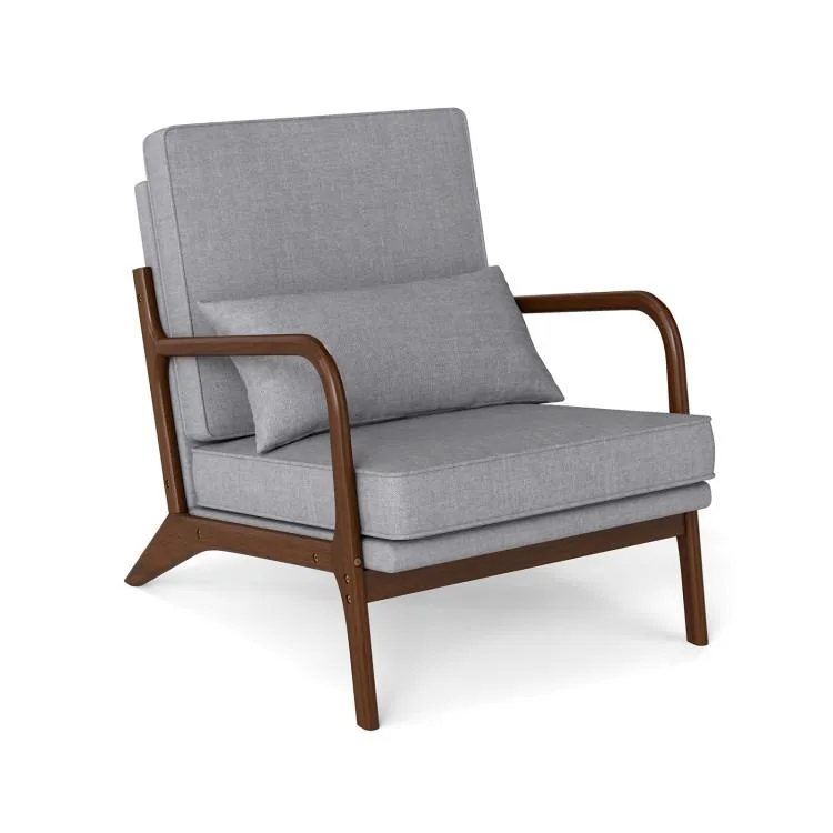 SlickBlue SlickBlue Modern Accent Chair Grey Rubber Wood 33.5x26.5x32.5 Removable Back — product photo