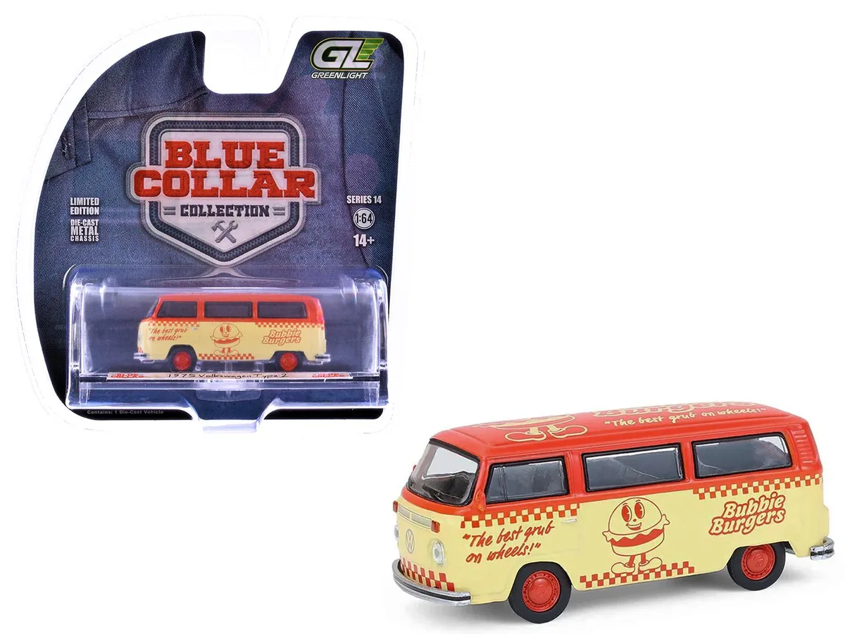 GREENLIGHT GREENLIGHT 1975 Volkswagen Type 2 Van "Bubbie Burgers Food Truck" Orange Cream 1/64 Series 14 — product photo