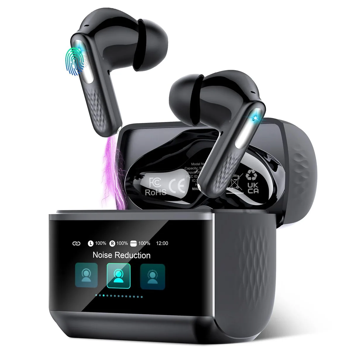 No Sew No Sew Z9pro Wireless Earbuds Touch Screen Case ANC ENC 48H Dark Black — product photo