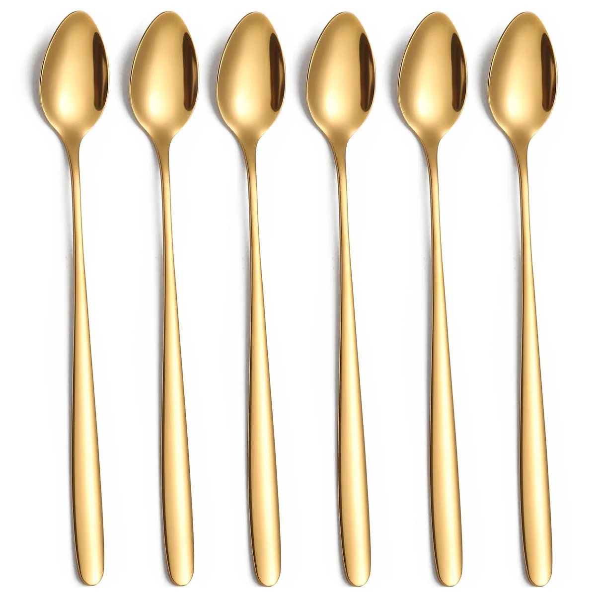  tiokin lange löffel latte macchiato Gold 7.8-Inch Stainless Steel Spoon Set of 6 — product photo