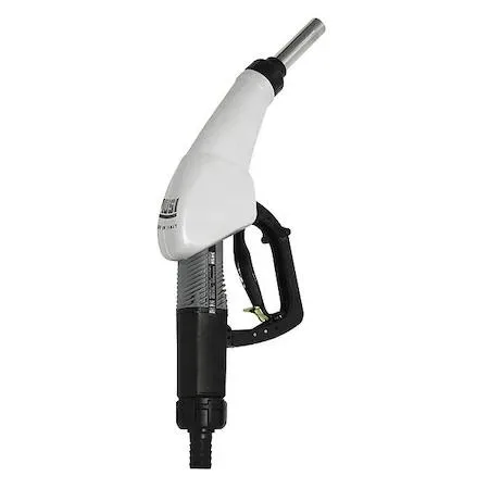 White nylon automatic nozzle with stainless steel spout and 3/4 inch BSP inlet