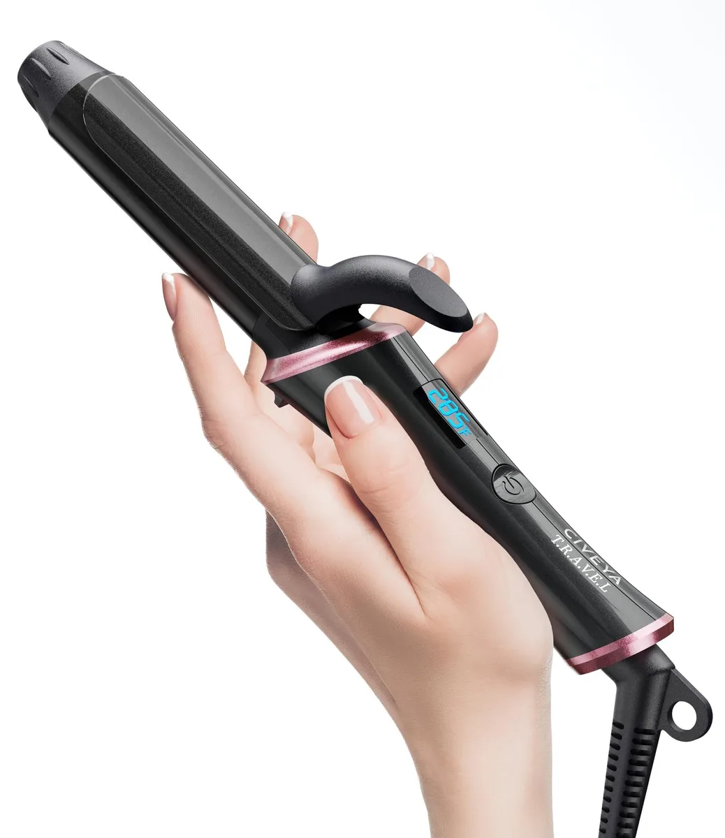  CIVEYA 1 Inch Travel Curling Iron Black 5 Heat Settings 110-240V Dual Voltage — product photo